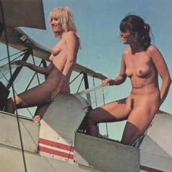 Two women in a small plane